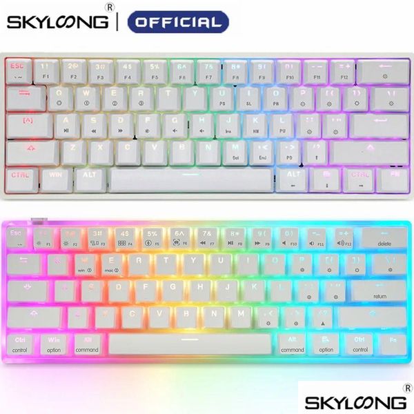 Teclados Skyloong Gk61 61 teclas Teclado mecánico para juegos USB con cable RGB retroiluminado Gamer para tableta de escritorio Laptop Sk61 231117 Drop Deli Otw2J