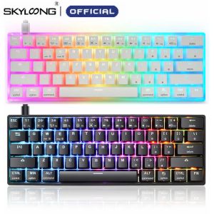 Claviers Skyloong GK61 Clavier mécanique 60% SK61 OPTICAL HOT SWAPPABLE RVB MINI BLUETOTH WIRESS KELDBOARDS POUR GAMERS GAMING Bureau