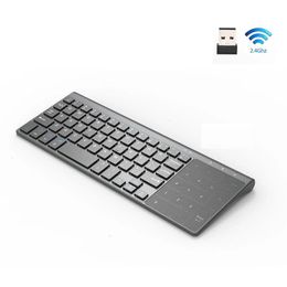 Teclados Teclado inalámbrico delgado de 2,4G con panel táctil, número de ratón, teclado inalámbrico USB numérico para Android, Windows, escritorio, portátil, TV Box 231130