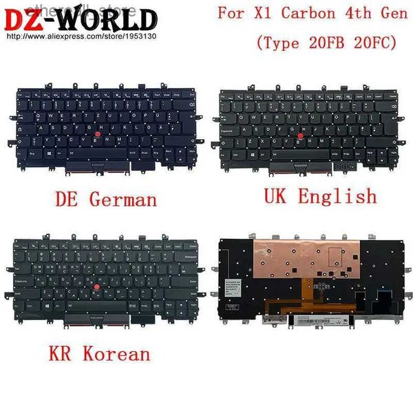 Claviers SP espagnol DE allemand UK anglais KR coréen CZ tchèque CFB TR turc NDC clavier pour Lenovo Thinkpad X1 Carbon 4th Gen 4 ordinateur portable Q231121