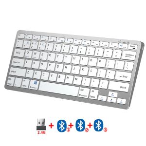 Keyboards Spanje /Rusland /Hebreeuws 2.4G Wireless Bluetooth -toetsenbord voor iPad MacBook Telefoon Tablet Smart TV Oplaadbaar draadloos toetsenbord