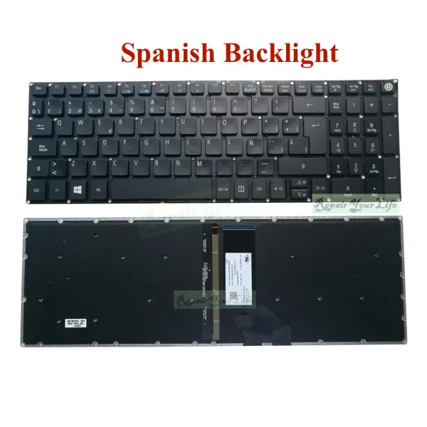 Teclados español brasileño PT BR Teclado retroiluminado para Acer Aspire ES1572 523 533 ES1524 A31541 A31553 A31551 A31531 A31521 Nuevo