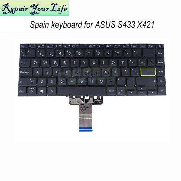 Claviers clavier espagnol pour Asus Vivobook S14 S433 X421 M433 S433EA S433EQ S433FL S433FA S433JA SP / ES ESPAGNE LAPTOP KEVELYS 2820SP00