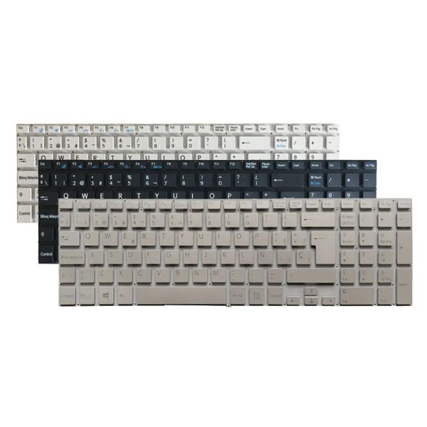 Claviers clavier espagnol pour ordinateur portable pour Sony Vaio SVF152 SVF153 SVF1541 SVF1521K1EB SVF1521P1R SVF152C29M SVF1521V6E blanc / noir / argent