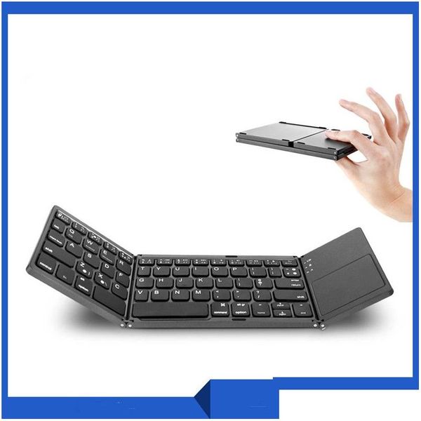 Teclados Tableta triple plegable Computadora de teléfono móvil con Toucad Inalámbrico Bluetooth Plegable Drop Delivery Computadoras Redes Ratones Inp DHJHQ