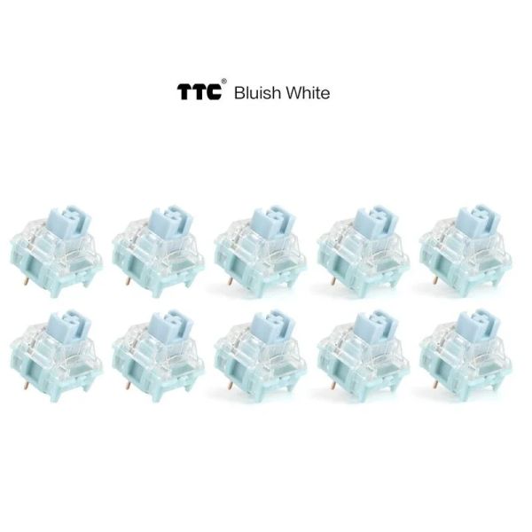 Teclados TTC BLUISH White Silen Switch Gaming Mecánico Lineal Teclado mecánico GH60 GK61 SK87 PCB MX Switch 37G Button Milk Green Switch