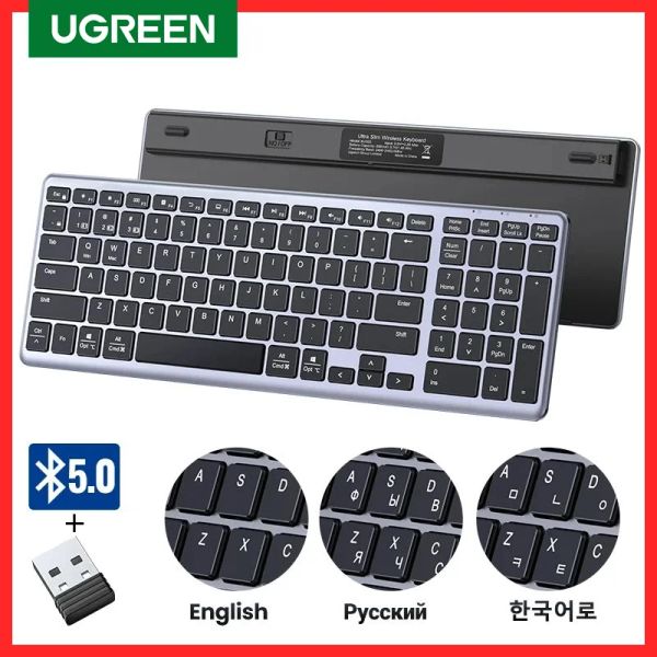 Claviers Keyboard Utreen Wireless Bluetooth 5.0 2.4G Russe / Corée / EN 99 Keycaps pour la tablette PC iPad MacBook USB C Clavier rechargeable