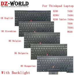 Keyboards uk be bg Sk Hu Clavier rétro-éclairé pour Lenovo Thinkpad T430 S T530 W530 X230 I ordinateur portable 04x1269 04x1359 04X1360 04X1368 04X1377