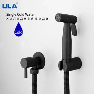 Claviers ULA Black Bidet Robinet Hands Protable Toilet Bidet Papetter en acier inoxydable Bidet Robinet de salle de bain Pierre de douche