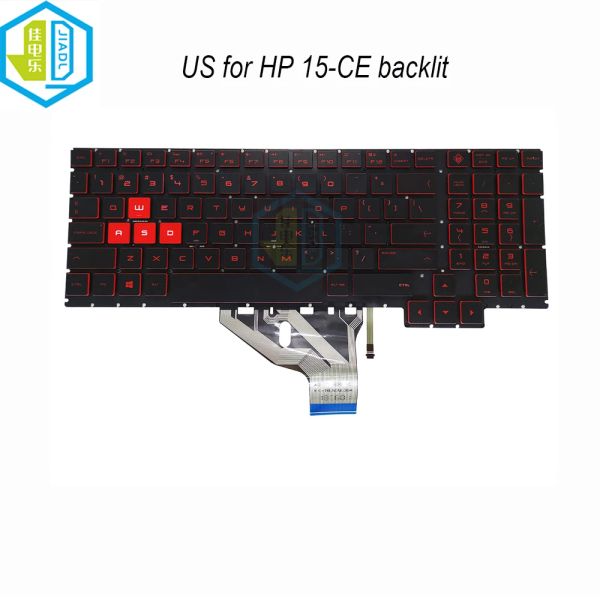 Claviers US Backlight de clavier anglais pour HP Omen 15CE 15CE000 15CE010CA 15CE011NB 15CE012NB Note de cartes Keyboards Rouge Keycaps