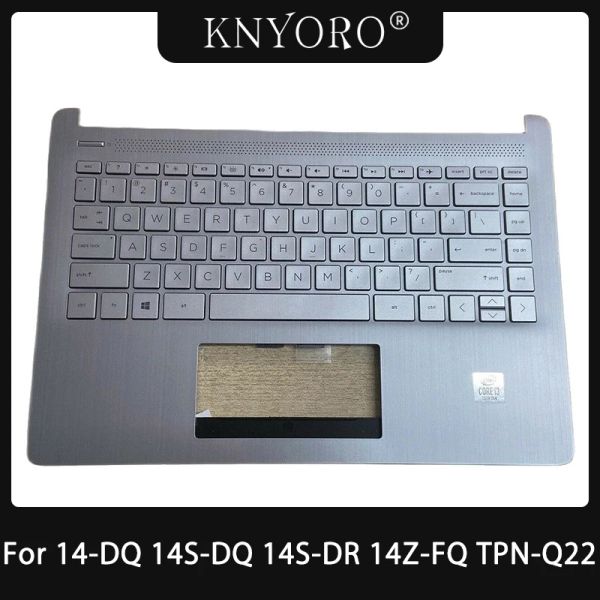 Teclados Reemplazo del teclado de diseño de EE. UU. Para HP 14DQ 14SDQ 14SDR 14ZFQ TPNQ221 portátil Palmrest Cover English Keyboard Silver Black