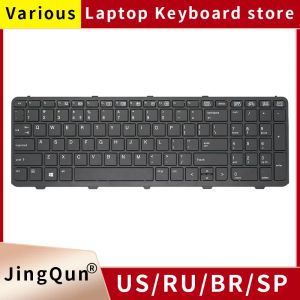 Teclados US Ru Inglés Rusia Russian Keyboard para HP Probook 450G0 450G1 450G2 455G1 455G2 470G0 470G1 727682001 Con el marco SN8126