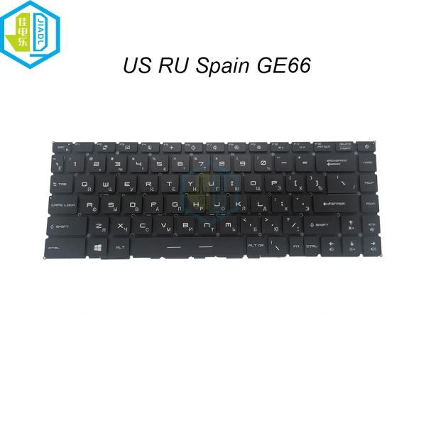 Teclados US RU Russian Spanish Spanis Laptop RGB Teclado retroiluminado para MSI GP66 STEALTH GS66 Raider GE66 MS1541 MS1542 MS16V1