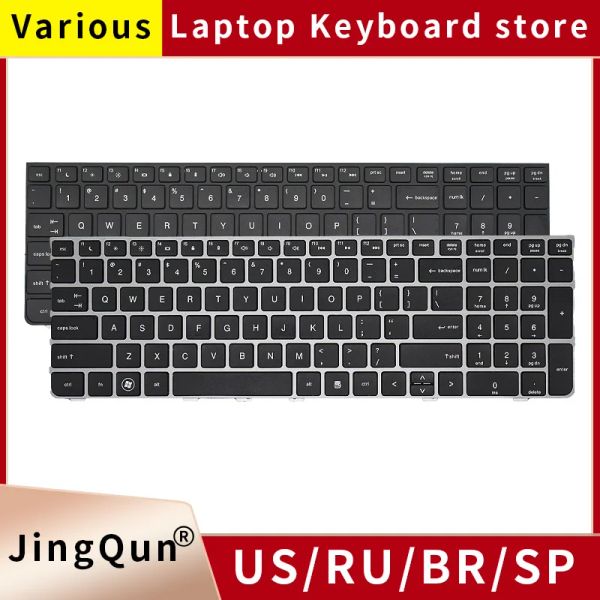 Teclados EE. UU. Russian Laptop Keyboard para HP Probook 4530 4530S 4730 4730S 4535S 4735S con marco negro plateado reemplazar cuaderno