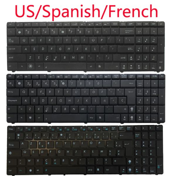 Claviers US / SP / Espagnol / FR / Clavier français pour ASUS N53SN N53SV N53T N53JF N53JG N53JL N53JN N53JQ X75A X75SV X75U X75VB X75VC X75VD X75S