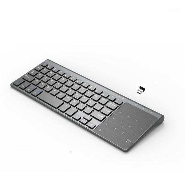 Teclados USB 2.4G Teclado inalámbrico para computadora portátil Escritorio Smart TV Número Touchpad Teclado numérico Android Windows1