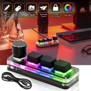 Toetsenboards USB Mechanische toetsenbord Gamer 3Keys Macro Aangepast Keyboard RGB Gaming Aangepaste programmeerknop Mini -toetsenbordtoetsenborden voor Photoshop