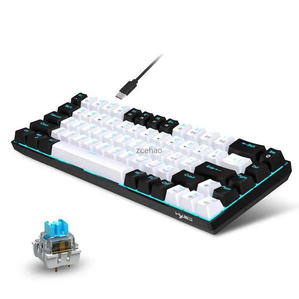 Claviers V800 clavier de jeu mécanique LED rétro-éclairé Compact 68 touches Mini clavier de bureau filaire pour ordinateur portable GamerL240105