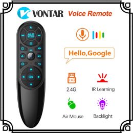 Keyboards Vontar Q6 Pro Voice Remote Control avec Gyroscope Backlit 2.4G Wireless Air Mouse IR Apprentissage pour Android TV Box