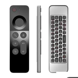 Toetsenborden W3 Wireless Air Mouse Tra-Thin 2.4G Ir Learning Smart Voice-afstandsbediening met gyroscoop Fl-toetsenbord voor Android TV Box Dro Dhgj0