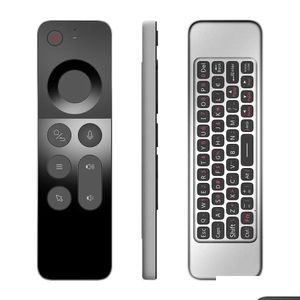 Tecillos W3 Wireless Air Mouse Tra-Din 2.4G IR Aprendiendo Control remoto de voz inteligente con teclado Gyroscope FL para Android TV Box DRO OT6SK