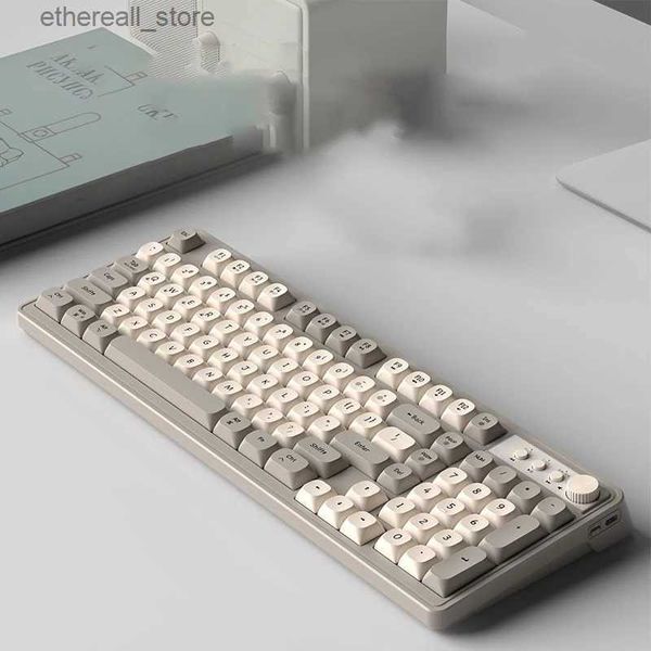 Teclados Blanco retroiluminado inalámbrico Bluetooth 2.4Gkeyboard Teclado inalámbrico de tamaño completo y juego de mouse para computadora portátil, computadora portátil, computadora de escritorio, tableta Q231121