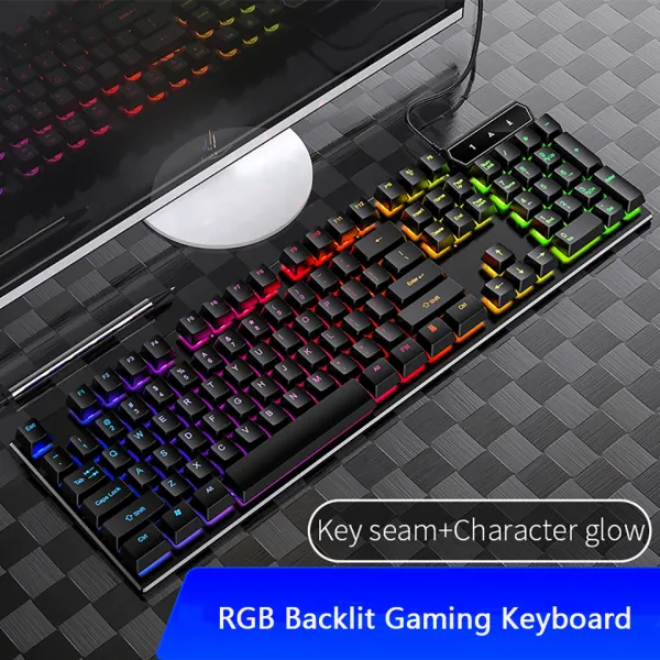 Claviers Clavier de jeu câblé Clavier mécanique Backlit Keyboard Luminal 104 touches pour PC Gamer Gamer USB Cable RVB Backlight Keyboards