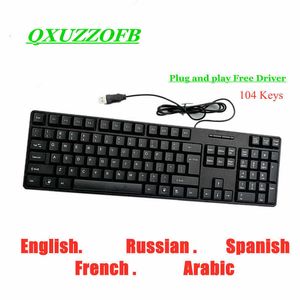 Claviers Clavier Filaire Pour PC 104 Touches Clavier D'ordinateur Pleine Taille Professionnel Russe Français Espagnol Arabe Plug And Play Pilote Gratuit G230525