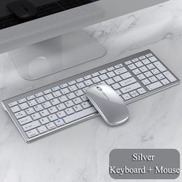 Teclados Inalámbrico Bluetooth Tres modos Silencioso Tamaño completo y ratón Combo para Notebook Laptop Desktop PC Tablet 230301