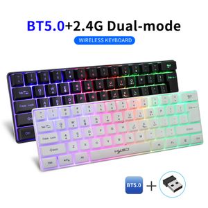 Claviers Clavier de film sans fil BT5 0 2 4G double mode 61 touches RVB lumières combinaison multi-raccourci portable pour ordinateur portable jeu de bureau 230927