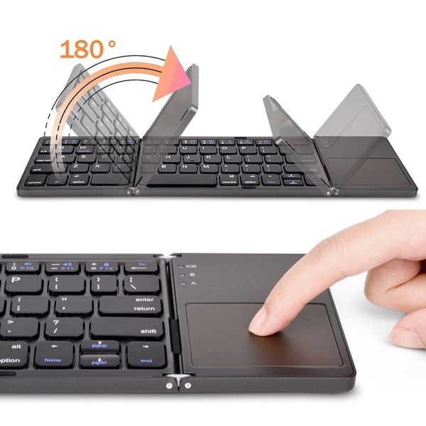 Teclados Teclado plegable inalámbrico Bluetooth con panel táctil para Windows Teléfono Android Botón multifunción Mini 230821