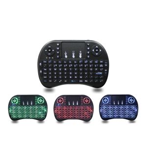 Claviers de jeu de clavier sans fil Backlit I8 Mini Air Mouse avec télécommande tactile pour TV Box X96 H96 Max