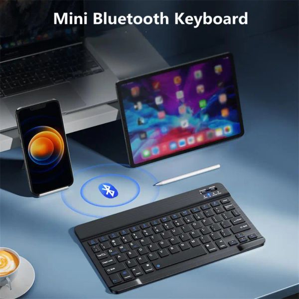 Claviers Keyless Mini Bluetooth Clavier Bluetooth 710 pouces Rechargeable Portable pour PC Tablet Tablet Keyboards jeu pour Android iOS Windows