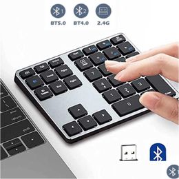 Teclados Teclado numérico inalámbrico Teclado numérico Bluetooth recargable para Windows 35 teclas Teclado numérico de aluminio Contables Hkd230825 Ottee