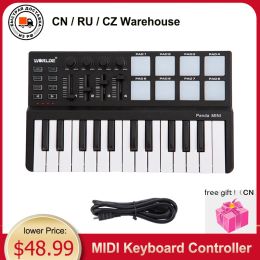 Keyboards Worlde Panda Mini Portable Mini 25Key USB Keyboard MIDI -controller en drumpad Midi Keyboard Controller Musical Instruments