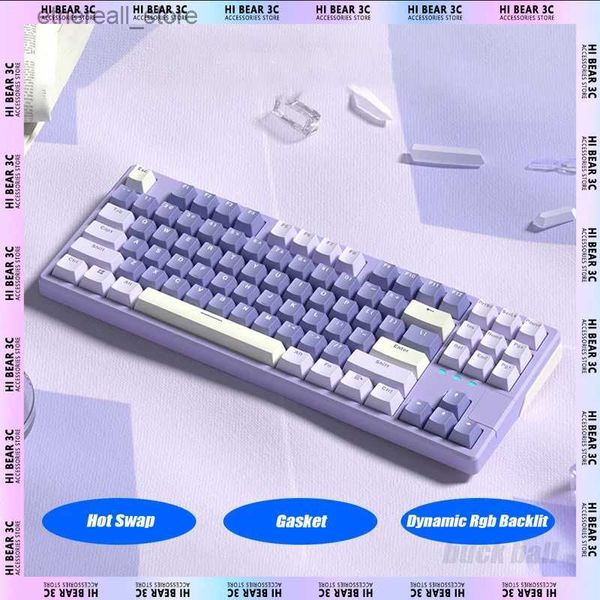 Teclados xinmeng x87 teclado mecánico dinámico RGB Junta de intercambio caliente Teclado de juego con cable 87 Teclas Accesorios de juegos de PC Win Mac Office Q231121
