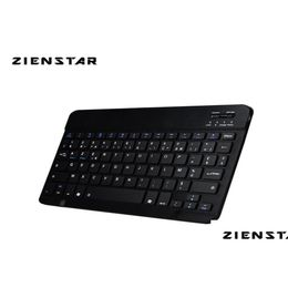 Claviers Zienstar 10inch Azerty French French Aluminium Mini Wireless Keyboard Bluetooth pour Apple iOS Android Tablet Windows PC Lithium Batt OTCDP