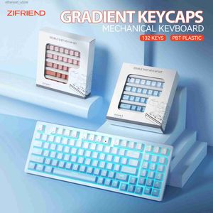 ZIFRIEND 132-delige toetsenkappenset voor doe-het-zelf mechanisch toetsenbord PBT Gradient Blue Keycaps CIY 60% Gaming Custom Keycap Top Side Print Q231121