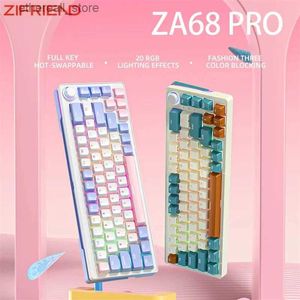 Claviers ZIFRIEND ZA68 Pro 68 touches 3 Modes clavier mécanique PBT RGB sans fil Bluetooth 2.4 GHz échangeable à chaud 65% 60% claviers de jeu Q231121