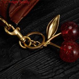 Porte-clés en cristal style cerise, couleur rouge, pendentif de voiture pour femmes et filles, accessoires de mode, décoration de sac à main en fruits 0M0L