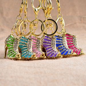 Porte-clés mignon cristal à talons hauts strass sac à main pendentif sacs voitures chaussure porte-anneau chaînes porte-clés pour cadeaux