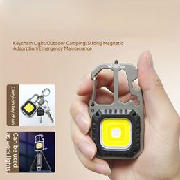 Keychain zaklamp LED COB werklampen USB oplaadbaar licht met magneetbasis voor adsorptie vouwbeugel flesopener voor camping nachtelijke run
