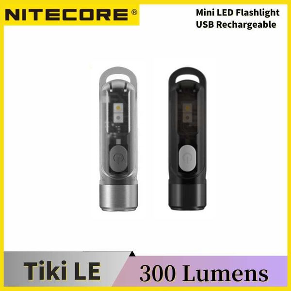 Lampes de poche porte-clés torches lumière 300 Lumens batterie intégrée rechargeable USB auxiliaire rouge bleu lampe de poche LED Triple Lihgt L221014