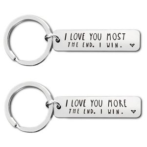 Keychain -cadeau voor hem haar, ik hou meer van je het einde Ik win sentimentele BFF vriendin vriendje echtgenoot vrouw paar sleutelring