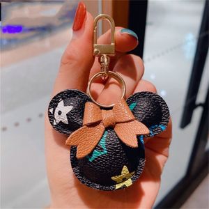 Porte-clés souris diamant porte-clés Design voiture porte-clés breloque pour sac faveur fleur pendentif bijoux porte-clés mode PU accessoires