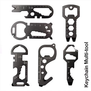 Keychain Multi-Tool 6Pack Metal Pocket Tool voor mannen Portable No Rust Multifunction Gereedschap Wrench voor schroef, liniaal en flesopener, 19 in 1 totaal routineonderhoud.