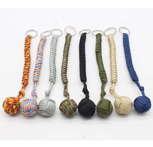 Sleutelhanger Touw Bal Buiten EDC Zelfverdediging Aap Vuist Fidget Speelgoed Stalen Bal Emeregency Paracord Stress Speelgoed parachute lanyard Raam gebroken gereedschap