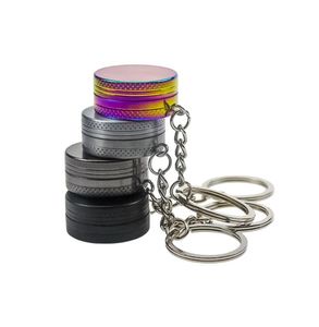 Keychain Fumer Herb Grinder deux couches mini moulins en alliage de zinc dia 30 mm pendentif tobaccogrinder8965170