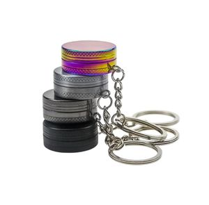 Keychain Fumer Herb Grinder deux couches mini moulins en alliage de zinc dia 30 mm Pendant Tobaccogrinder4984056