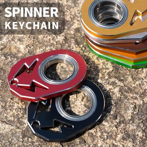 Sleutelhanger spinner angst stress reliëf metaal fidget speelgoed spinnen sleutelhanger antisters vinger sleutelring verlicht verveling feestcadeau